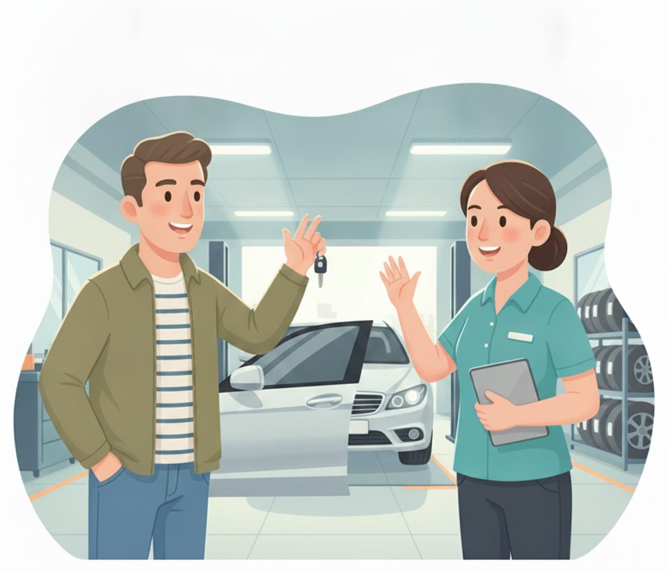 Auto service & repair scene: Pick up & go.