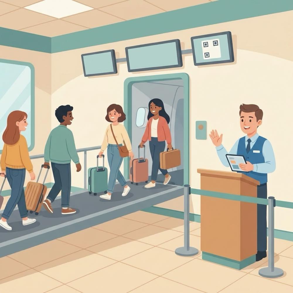 Boarding & group calling scene: Everyone aboard.