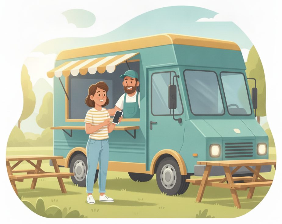 Food trucks & festival vendors scene: “Order's up”.