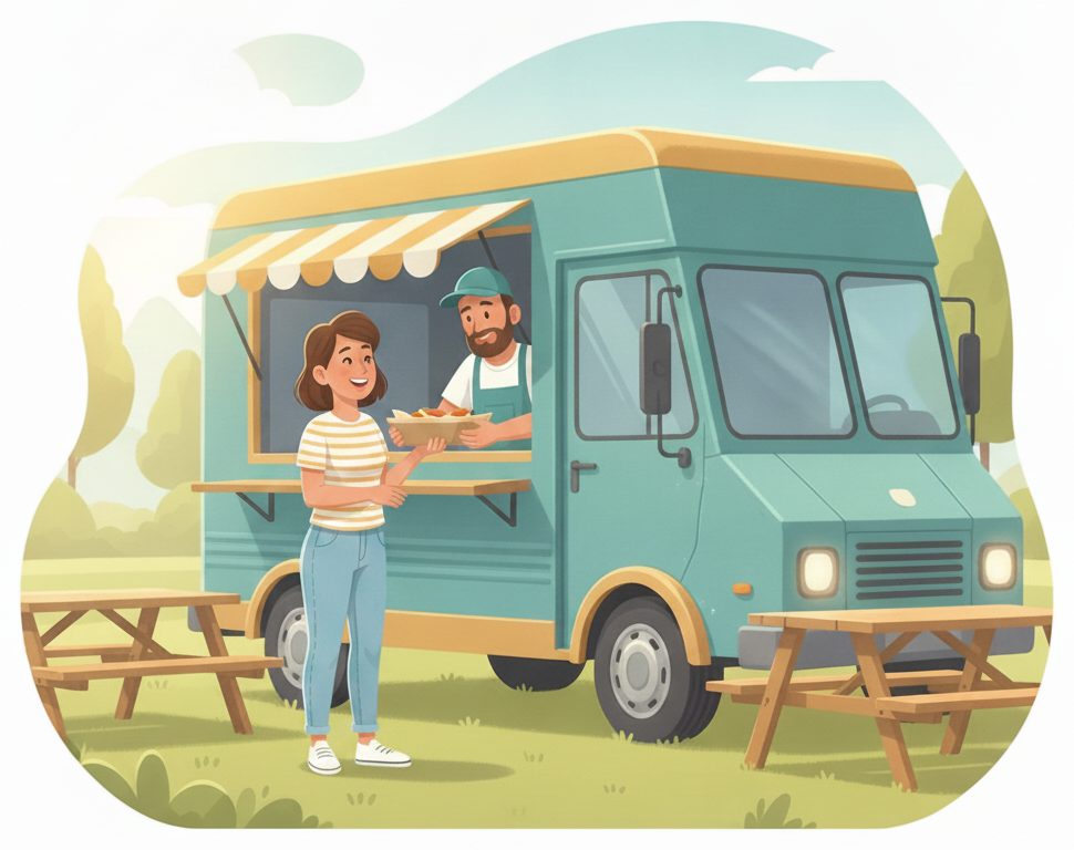 Food trucks & festival vendors scene: Pick up at the window.