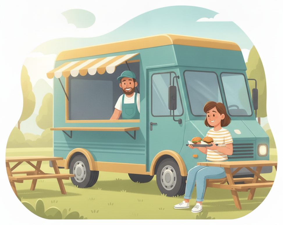 Food trucks & festival vendors scene: The line clears — next up.