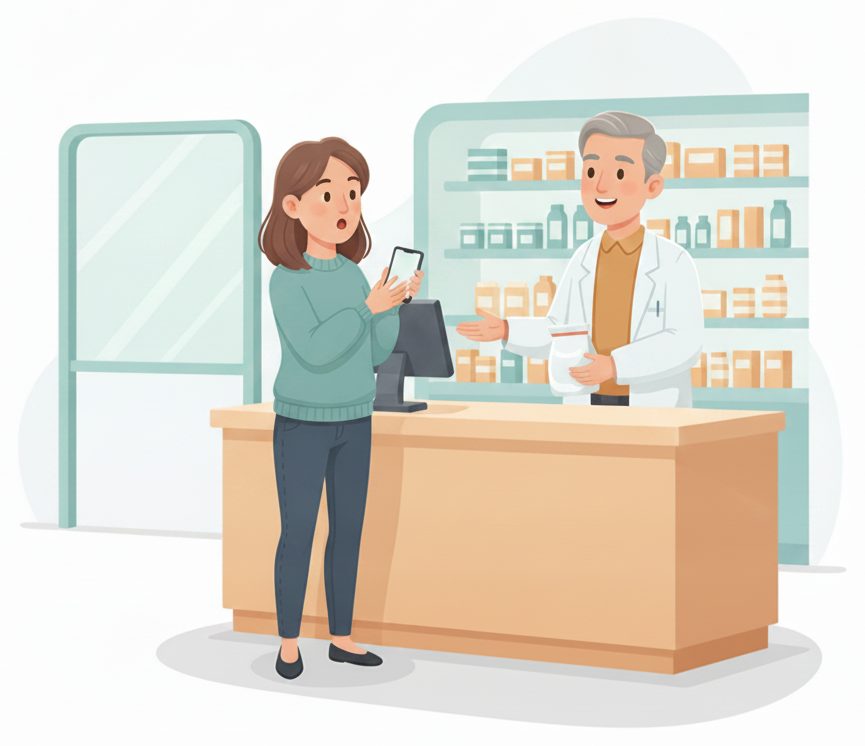Pharmacies scene: “Ready for pickup”.