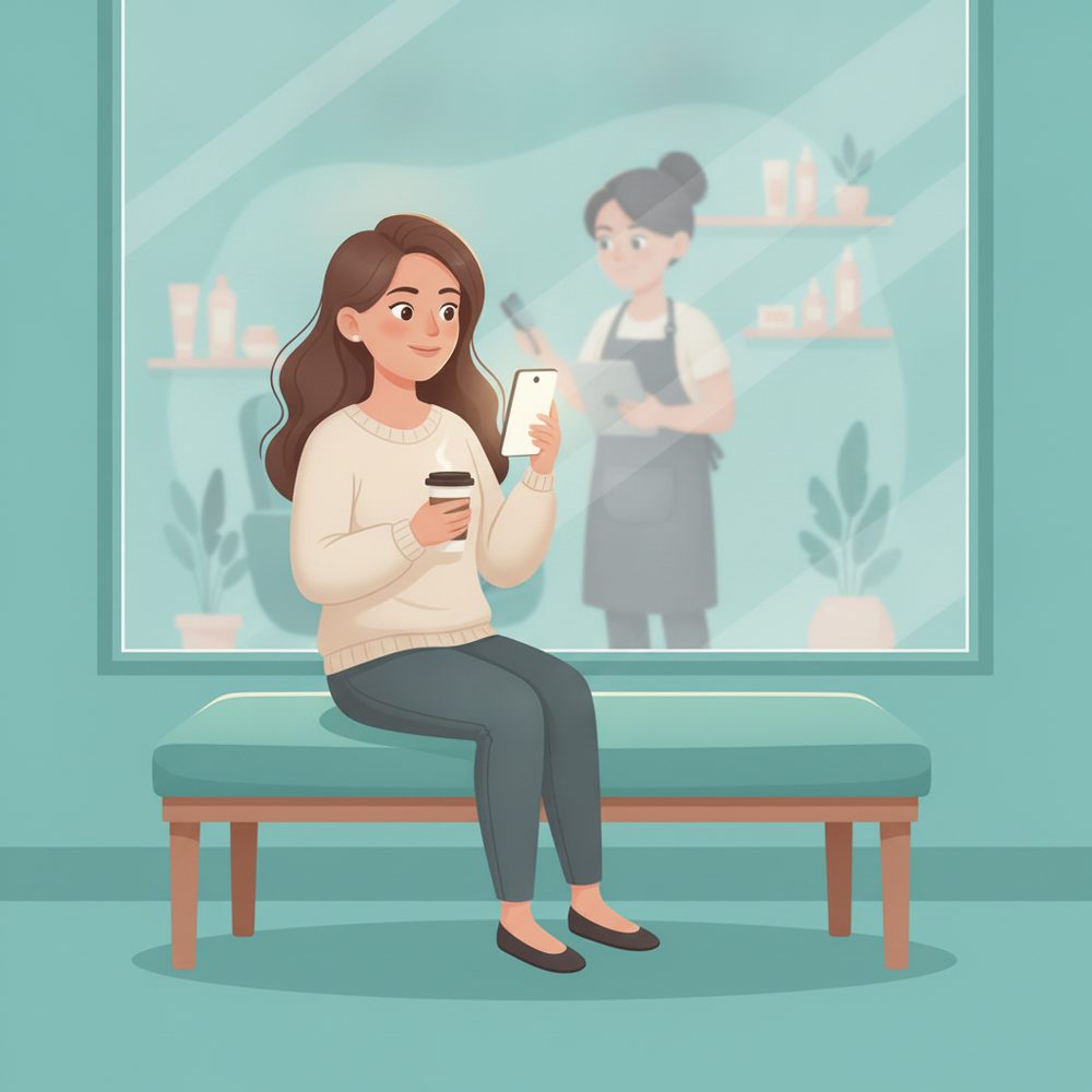 Salons & barbershops scene: Relax while your chair is prepped.